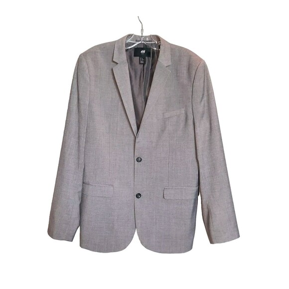 H&M HM  Slim Fit Polyester Blend Sport Coat Blazer Gray Single Breasted Size 44R - Picture 1 of 5